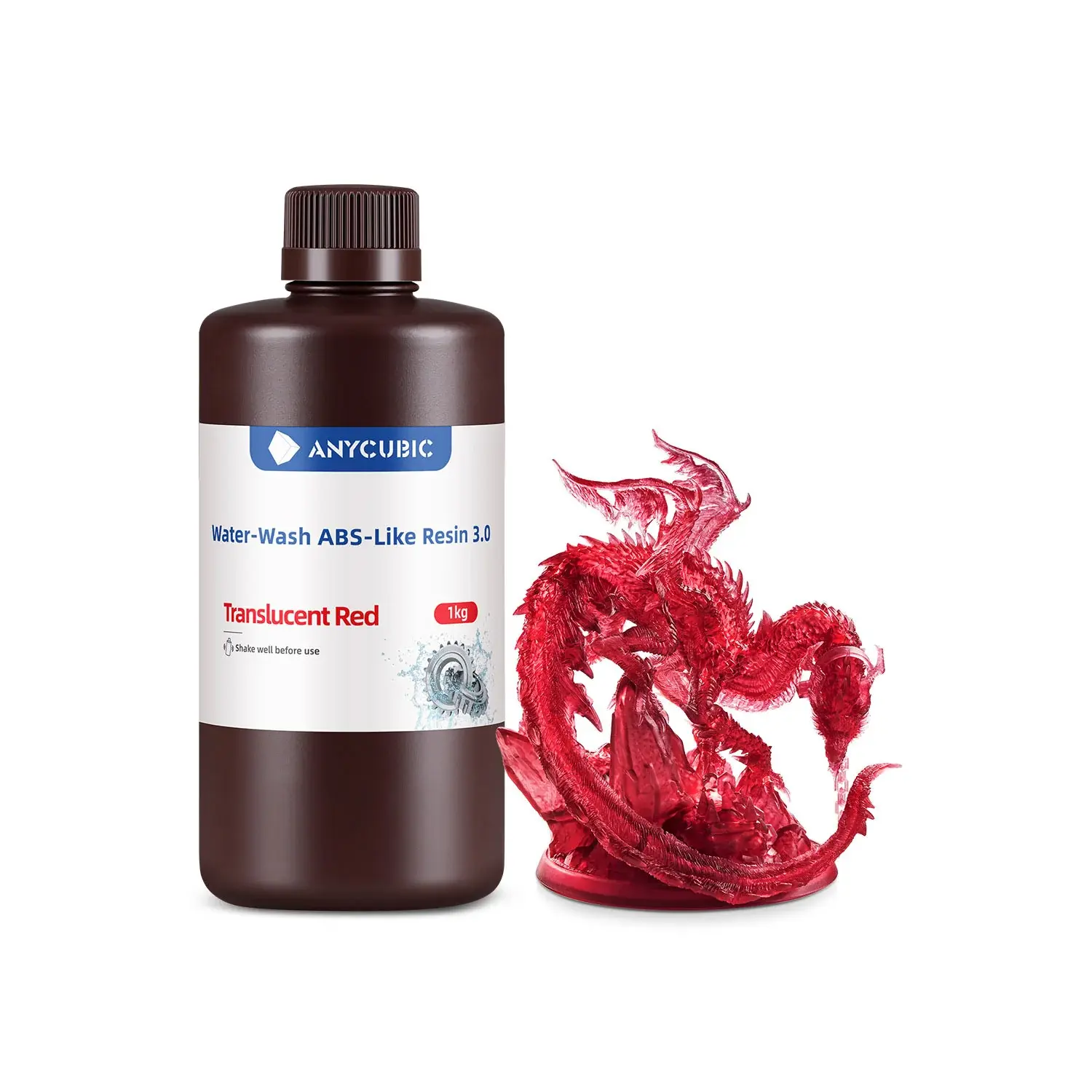 Anycubic Water-Wash ABS-Like Resin 3.0-20ADET Şeffaf Kırmızı